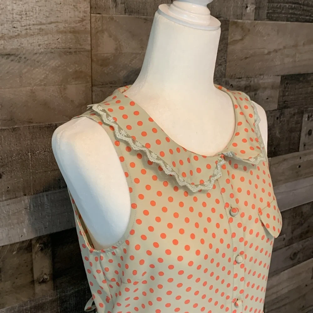Aniina Sleeveless Polka Top with Peter Pan collar Size M - Picture 5 of 16